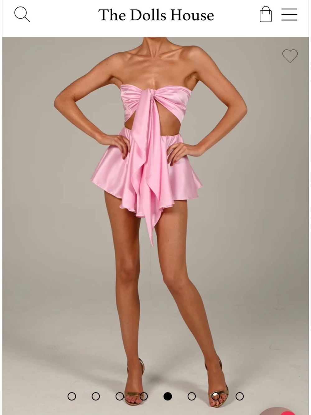 The Dolls House Pink Satin Oversized Bow Bandeau Crop Top NWT